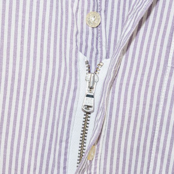 Teddy Stratford NYC Men's zip Button Down Shirt Purple Striped cotton size 1 - Picture 5 of 9
